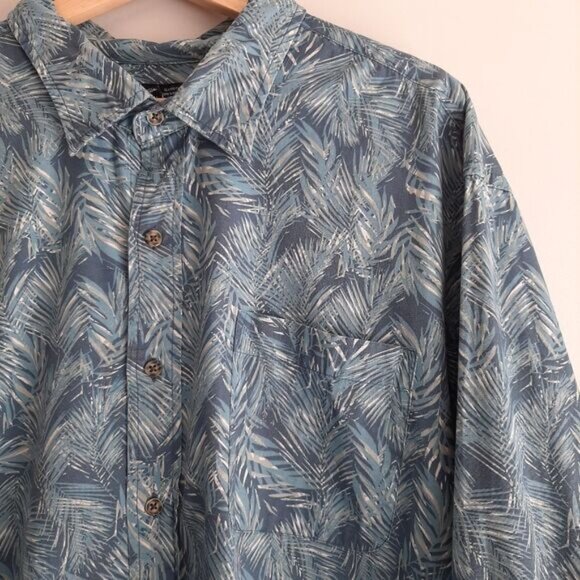 GAP 100% Cotton Classic Fit Button Down Shirt Tropical Print Blue Men's Sz XXL - Picture 5 of 13